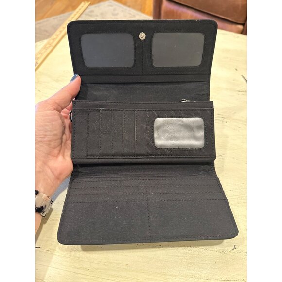 Montana West Color Sugar Skull Embroidered Black Wallet With Rhinestone Accents - Picture 3 of 7